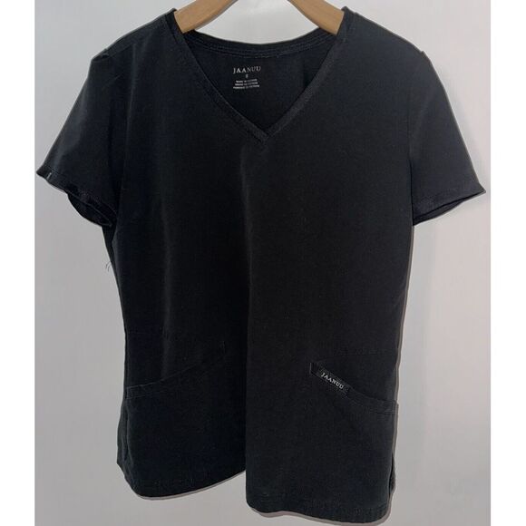 Tops - Jannuu Women's Small Black V Neck Scrub Top Front Pockets